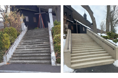 Odbudowa schodów terenowych kościół par. Biesiadki